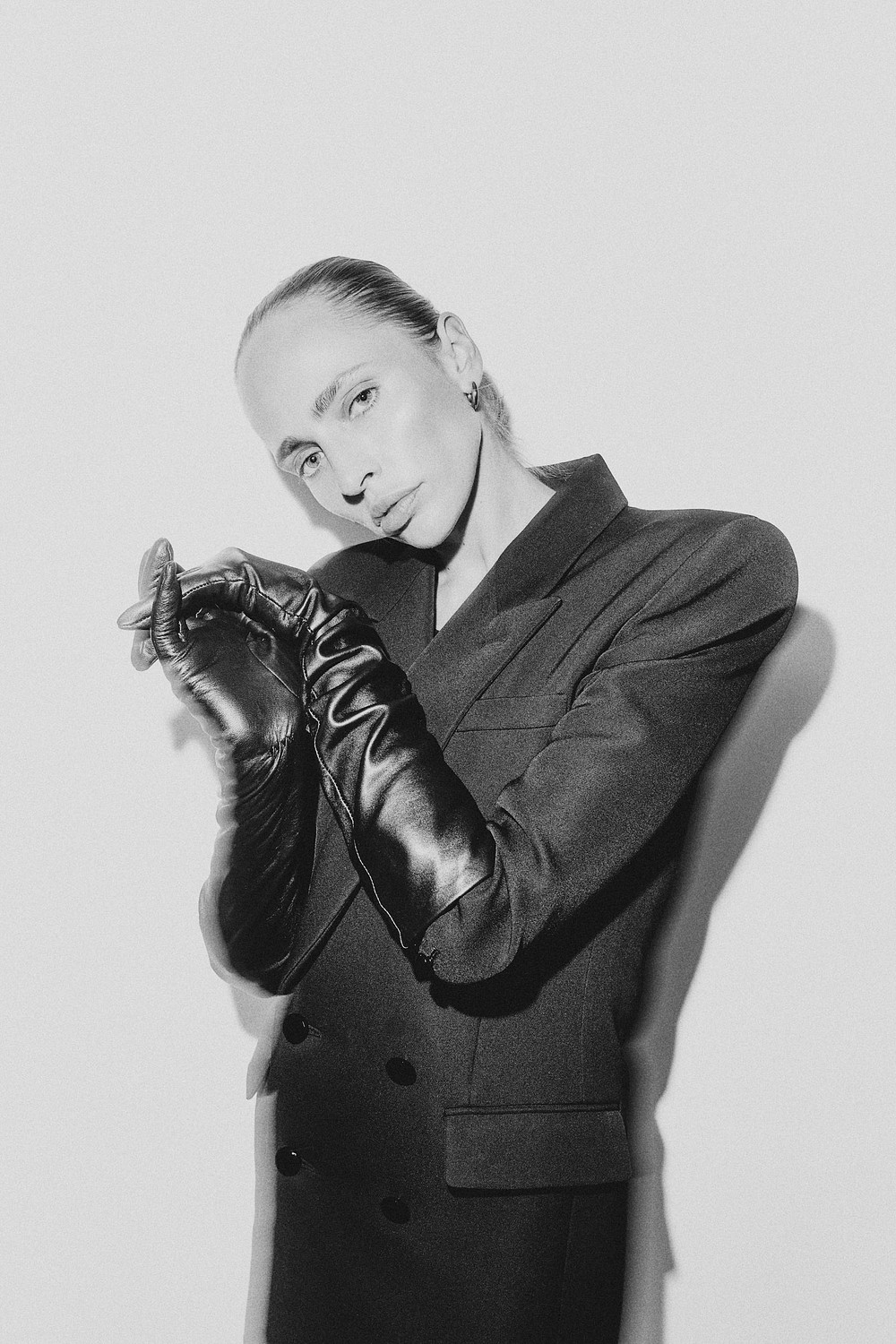 Inna in tailoring and gloves from Mad Models